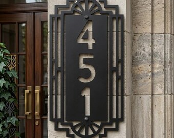 Personalized Address Number Sign, Geometric Metal House Plaque For Porch, Exterior Wall Or Front Door Decor