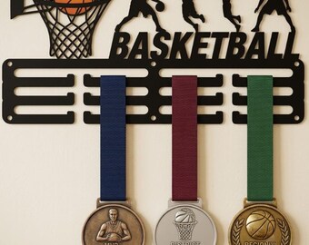 Basketball Medal Holder, Metal Sports Award Display Rack, Wall Hanger Decor For Player Or Coach Gift