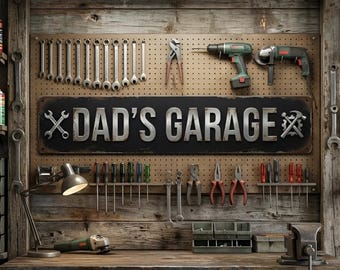 Custom Metal Dad's Garage Plaque, Personalized Workshop Sign, Retro Garage Decor, Mechanic Gift for Father