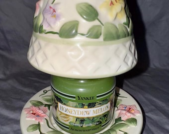 Juego de tapa y plato para vela Yankee Candle Morning Glory & Lattice