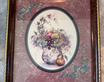 Lámina vintage de frutas enmarcada de Homco F. Buckley