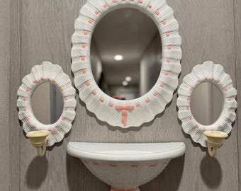 ヴィンテージのHomco製ミラー、棚、壁掛け照明器具のセット