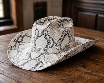 Handgemaakte pythonleren cowboyhoed, cadeau in westerse stijl, cadeau voor hem