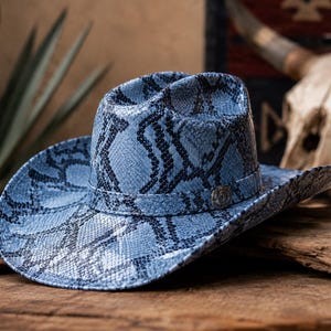 Python Pattern Leather Cowboy Hat for Men Handmade Western Hat Exotic Texture