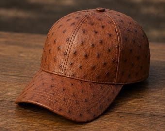 Baseballpet real struisvogel met ganzenveer en verstelbare sluiting ,Lederkappe herren