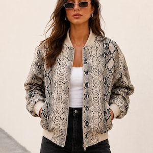 King Python Bomber Lederjacke Damen , Damen Lederjacken