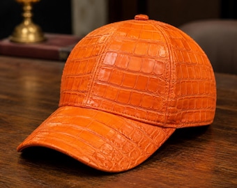 Baseballpet van echt krokodillenleer, luxe verstelbare hoed met Gator-print