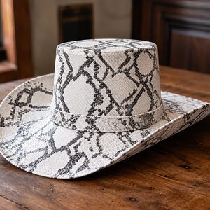 Handgemaakte pythonleren cowboyhoed, cadeau in westerse stijl, cadeau voor hem