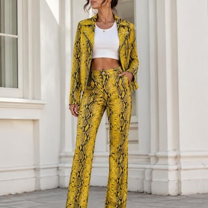 Women’s Snakeskin Leather Moto Biker Jacket and , Pent– Python Print Exotic Wear