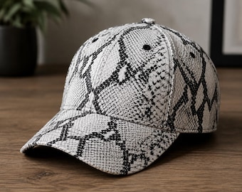 Handgemaakte pythonleren baseballpet met echte slangenprint