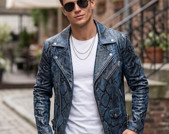 Leren pythonjack heren / jas met exotische slangenleer / luxe bovenkleding