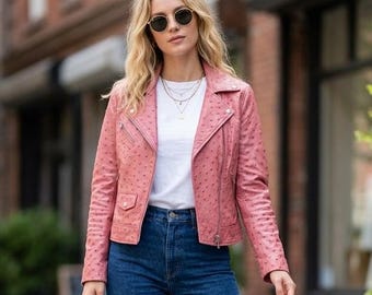 Leren damesjack, struisvogeljack dames, lederjacken dames S-3XL