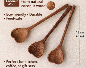 Handcrafted Coconut Wooden Spoon in heart shape