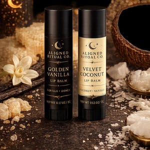 Natürlicher Lippenbalsam. Himbeer Vanille, Samt Kokos und Golden Vanille