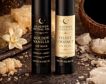 Balsamo labbra naturale. Lampone e vaniglia, cocco vellutato e vaniglia dorata.