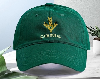 Gorra de béisbol unisex informal ajustable con estampado del logotipo de Caja Rural color amarillo vintage