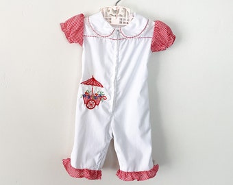 Vintage Toddler Jumpsuit 70s Baby Clothes Gingham Plaid