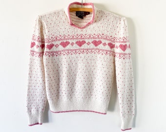 Ladies Vintage COURR\u00c9GES 1980s Sweatshirt Small  Vintage fashion Designer sweater  Pink pullover crewneck