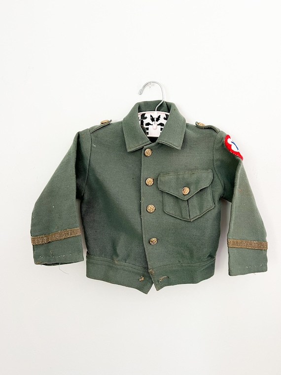 Vintage Children's Military Jacket Green Army Coat