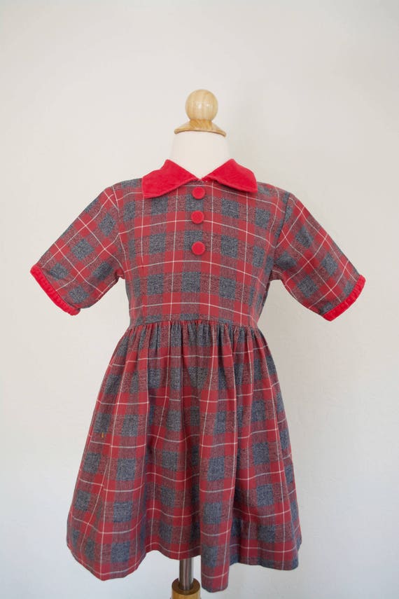 Plaid Dress 1950s Vintage by Little Star