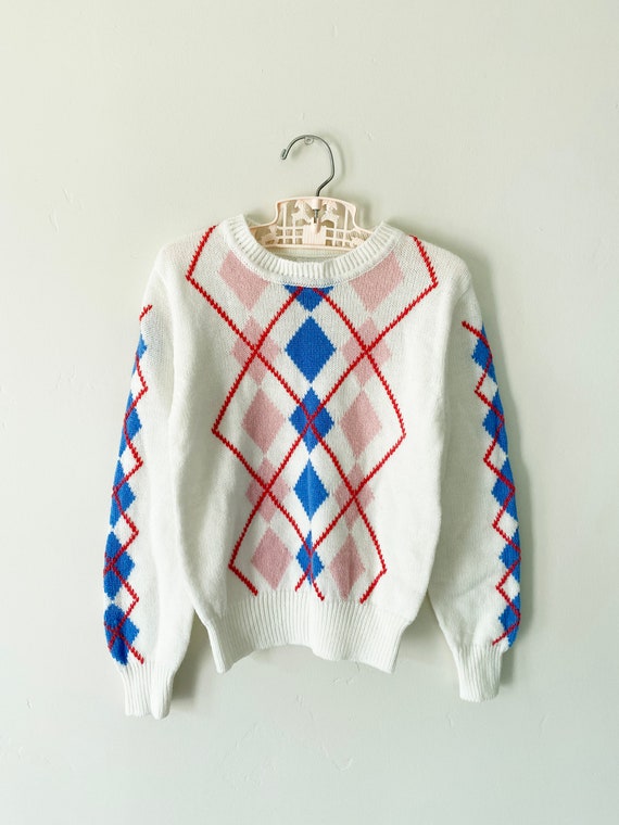 White Argyle Sweater