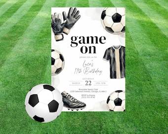 Editable Soccer Birthday Invitation, Kids Football Party Invite, Sports Theme Canva Template, Printable Instant Download