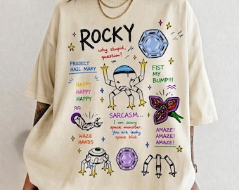Comfort Colors Rocky AMAZE Space Monster T-Shirt, Project Hail Mary Rocky Shirt, Funny Sci-Fi Nerd Tee, Sarcasm Humor T-Shirt, Geek Gift
