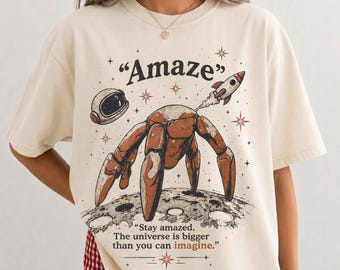 Comfort Colors Amaze Rocket Rocky Shirt, Project Hail Mary T Shirt, Retro Sci Fi Alien Book Lover Graphic Tee, Stay Amaze Shirt