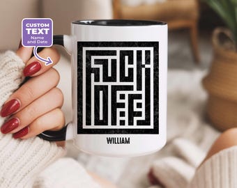 Funny Hidden Message Mug Personalized Maze Typography Coffee Cup Custom Name Sarcastic Office Humor Birthday Gift