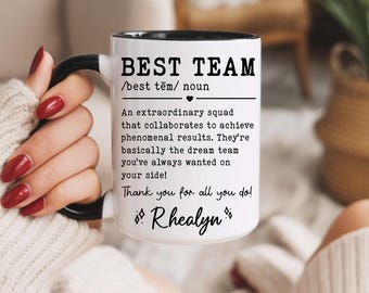 Team Appreciation Gift Mug Personalized Best Team Coffee Mug Custom Name Date Coworker Employee Thank You Gift Office Staff Cup