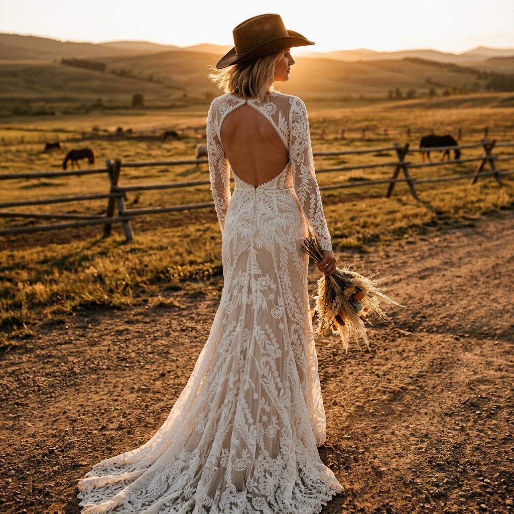 western lace dress with sleeves Women's Lace Dresses