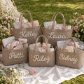 Custom Quilted Heart Tote Bag, Personalized Chenille Name Bridesmaid Tote Bag, Wedding Party Bag, Girls Trip Favors, Bridal Shower Gift product logo