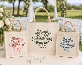 Borsa tote di benvenuto classica, borsa tote di ringraziamento, borsa tote per matrimoni in location esotiche, borsa con logo aziendale, souvenir dell'evento, bomboniere per matrimoni