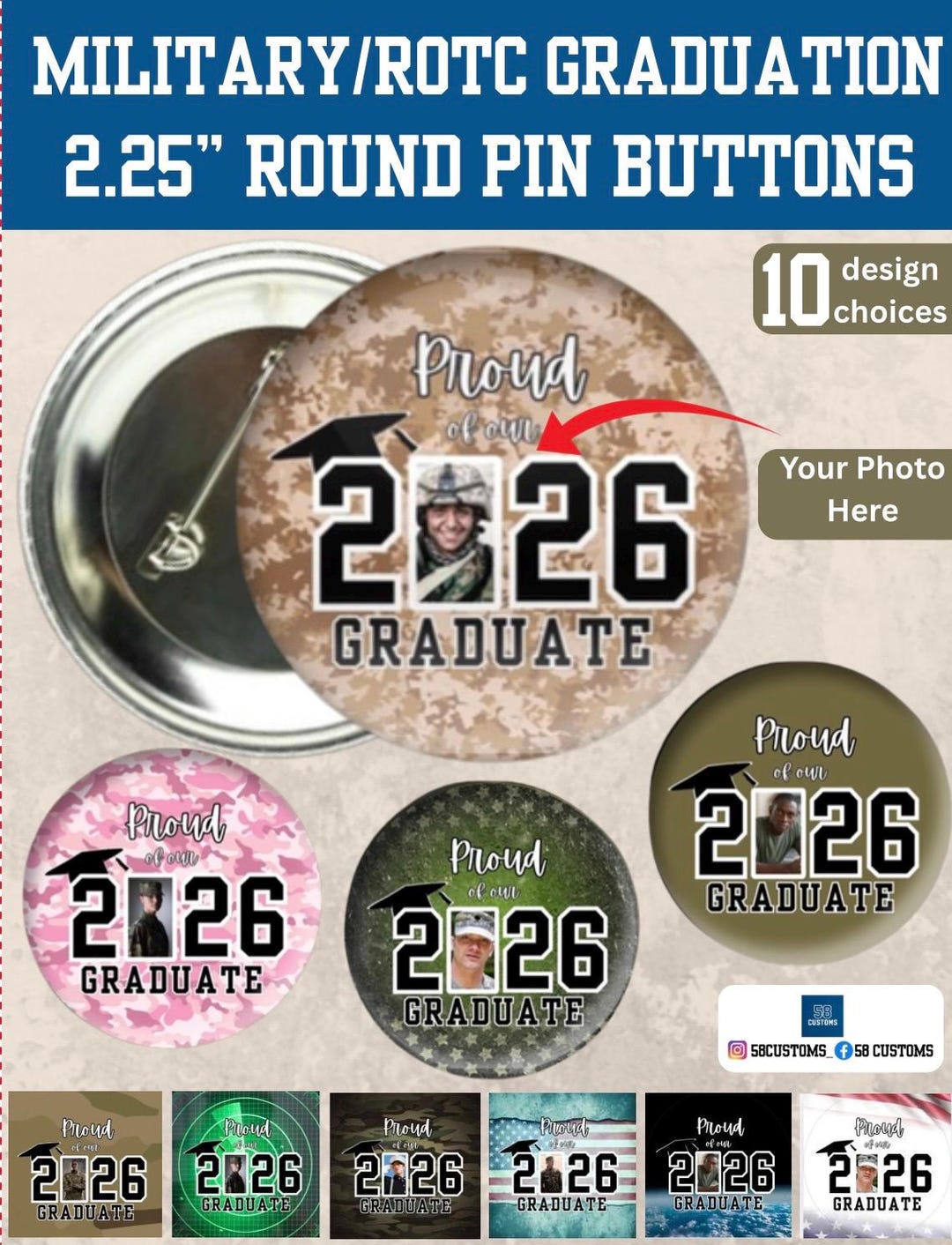 Custom Graduation Pins – Military, ROTC Photo Keepsakes - Etsy