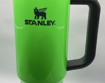 Stanley Quencher Tumbler 40oz Neon Green Travel Mug with Handle | Insulated Stainless Steel Cup with Lid | Reusable Water Bottle Gift