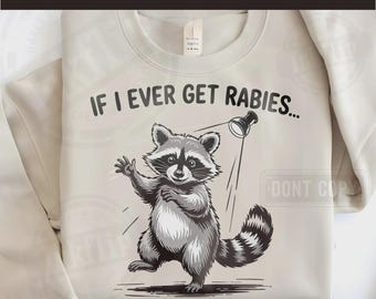 Funny Raccoon Vintage Design: Rabies Biting List PNG SVG (Digital Download