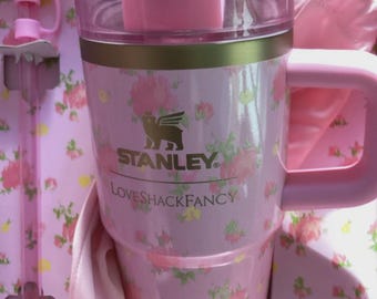 Stanley X Love Shack Fancy Flowstate Tumbler Quencher 20oz Ibiza Sunset Pink