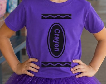 Purple Crayon Costume Tshirt | Kids & Teacher Easy Book Week Dress up, Colour Crayons Tee, Matching shirts for parade