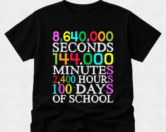 100th Day Tshirt: Hundred days of School Tees. Funny Kids Personalised Tee.  Student & Teacher Shirt. Numbers Counter