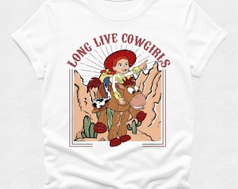 Camiseta de Disney Toy Story: Camiseta con estampado de Disneyland "Larga vida a las vaqueras" y Jessie. Disneyworld. Orejas de Mickey. Castillo de Toy Story. Para adultos y niños.
