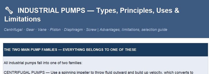 Industrial pumps types and principles
