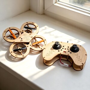 Diy Mini Wooden Drone RC Quadcopter Building Kits, Indoor Flying Toy, Unique Birthday Gift for Boys & Girls, Creative Educational Gift