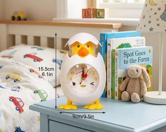 Reloj despertador con forma de pollito de cáscara de huevo, reloj de mesita de noche con diseño de dibujos animados, decoración para dormitorio infantil.