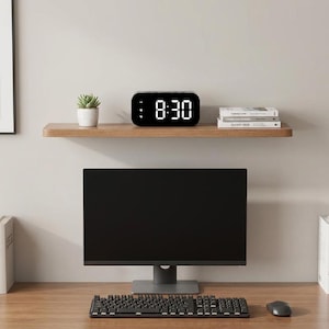 Nowoczesny cyfrowy budzik LED, podwójny alarm, wyświetlacz temperatury, biurkowy z wtyczką