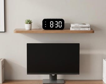 Reloj despertador digital LED moderno, doble alarma, indicador de temperatura, enchufable para escritorio.