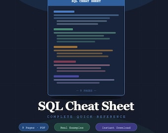 SQL Cheat Sheet PDF | Data Analyst Study Guide | SQL Commands, JOINs, Window Functions