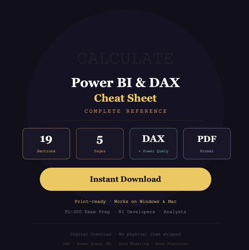 Power BI & DAX Cheat Sheet Pdf | Complete DAX Functions Reference ...