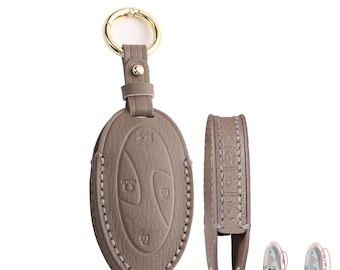 Personalized laser-engraved high-grade cowhide handmade car key cover fits for Hyundai Ioniq Santa Fe