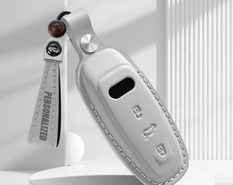 Personalized laser-engraved Nappa leather car key cover for Audi Q8 A8L A7 A3 Q7