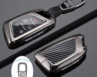 Funda para llave personalizada con grabado láser en fibra de carbono, compatible con Cadillac Escalade Lyriq CT5 CT4.